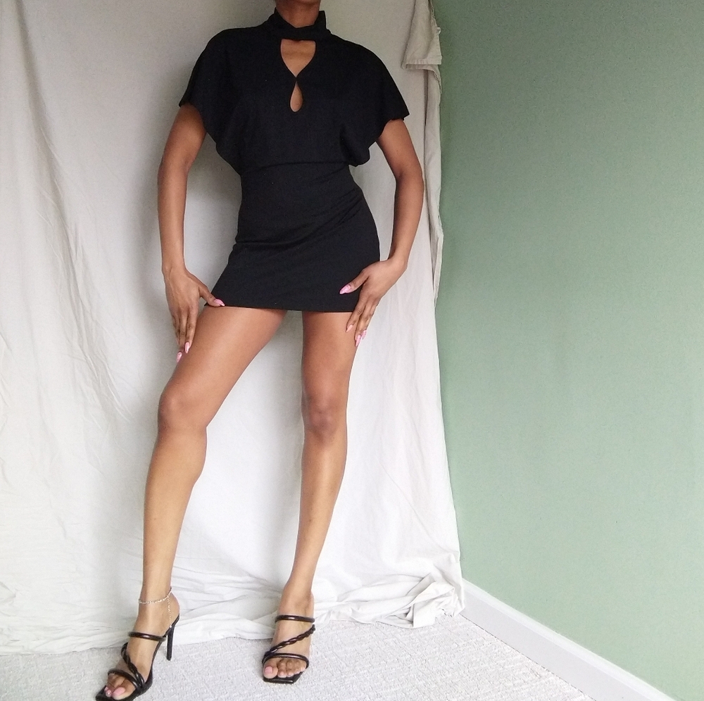 Women's high neck Black dress by Dark pink